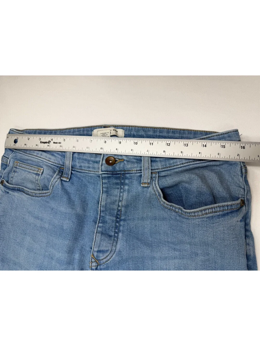 Forever 21 Men's Jeans Straight Medium Wash Solid Denim Mid Rise Size 33 Blue